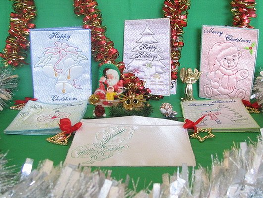 Trapunto Christmas Greeting Cards
