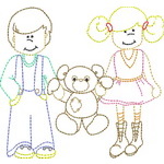 Boys and Girls Colorful Outlines 03