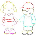 Boys and Girls Colorful Outlines 09
