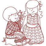 Boys and Girls Redwork Filling 07