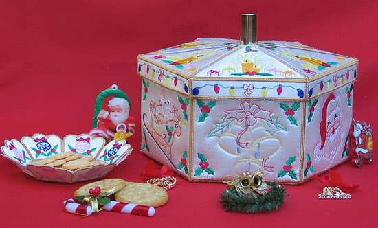Trapunto Christmas Cookie Jar