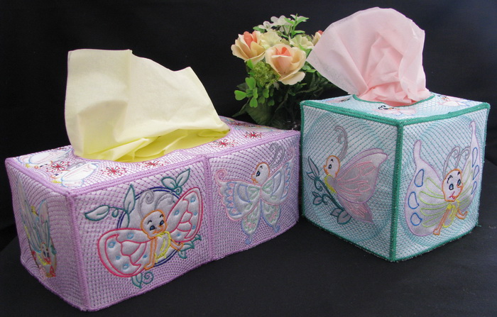 Butterfly Trapunto Tissue Box Covers